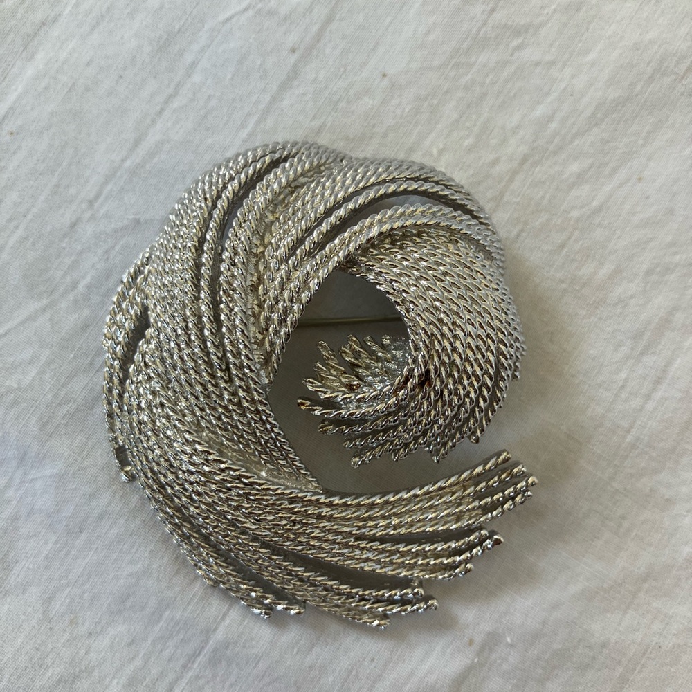 Vintage Monet Silver Tone Swirl Brooch